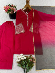 Designer Yellow Satin Silk Embroidery Palazzo Suit
