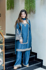 Brown Color Embroidery Work Elegant Palazzo Suit