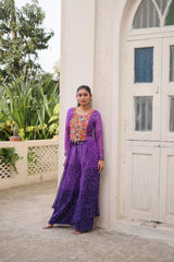Navratri Wear Orange Bandhni Work Palazzo Suit
