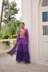 Navratri Wear Orange Bandhni Work Palazzo Suit