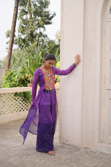 Navratri Wear Orange Bandhni Work Palazzo Suit