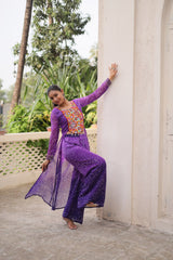 Navratri Wear Orange Bandhni Work Palazzo Suit