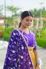 Innovative Yellow Cotton Embroidery Work Lehenga Choli