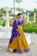 Innovative Yellow Cotton Embroidery Work Lehenga Choli