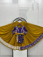 Innovative Yellow Cotton Embroidery Work Lehenga Choli