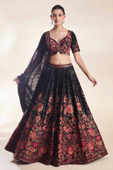 Lovely Black Georgette Embroidery Lehenga Choli