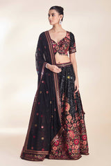 Lovely Black Georgette Embroidery Lehenga Choli