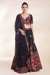 Lovely Black Georgette Embroidery Lehenga Choli