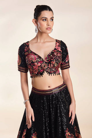 Lovely Black Georgette Embroidery Lehenga Choli