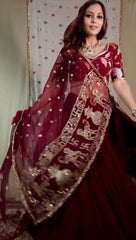 Navratri Festival Maroon Fox Georgette Sequence Work Lehenga Choli