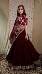 Navratri Festival Maroon Fox Georgette Sequence Work Lehenga Choli