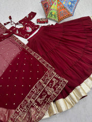 Navratri Festival Maroon Fox Georgette Sequence Work Lehenga Choli