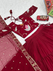 Navratri Festival Maroon Fox Georgette Sequence Work Lehenga Choli