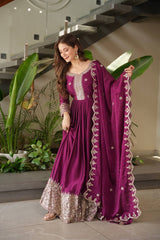 Ravishing Teal Blue Embroidery With Sequence Work Silk Gown