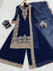 Admiring Green Georgette Sequence Work Palazzo Suit