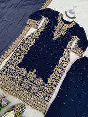 Admiring Green Georgette Sequence Work Palazzo Suit