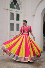 Navratri Wear Pink Roman Work Lehenga Choli