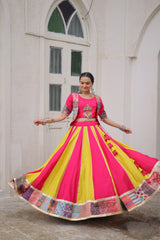 Navratri Wear Pink Roman Work Lehenga Choli