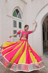 Navratri Wear Pink Roman Work Lehenga Choli