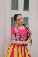Navratri Wear Pink Roman Work Lehenga Choli