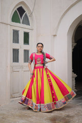 Navratri Wear Pink Roman Work Lehenga Choli