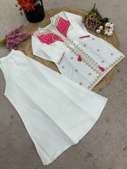 Ravishing White Silk with Embroidery Work Co-ord Set
