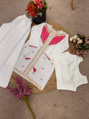 Ravishing White Silk with Embroidery Work Co-ord Set