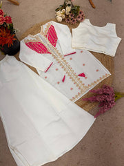Ravishing White Silk with Embroidery Work Co-ord Set