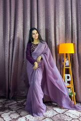 Party Wear Yellow Sparkle Silk Sequence Work Saree