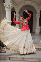 Navratri special Red Cotton Gota Patti Lehenga Choli