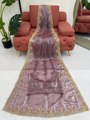 Trendy Lavender Color Silk Embroidery Saree