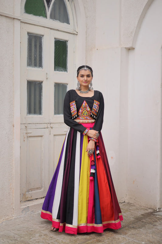 Multicolor Roman Work Lehenga Choli For Navratri