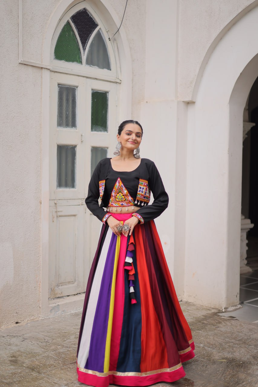 Multicolor Roman Work Lehenga Choli For Navratri
