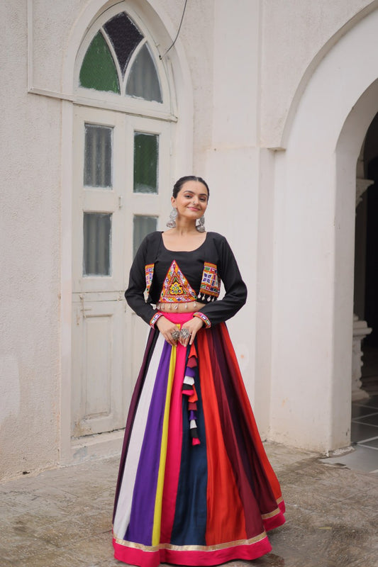 Multicolor Roman Work Lehenga Choli For Navratri
