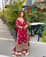 Glorious Red Color Georgette Sequence Work Sharara Suit
