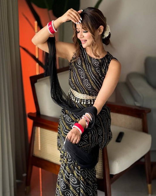 Lovely Black Color Georgette Digital Print Sharara Suit