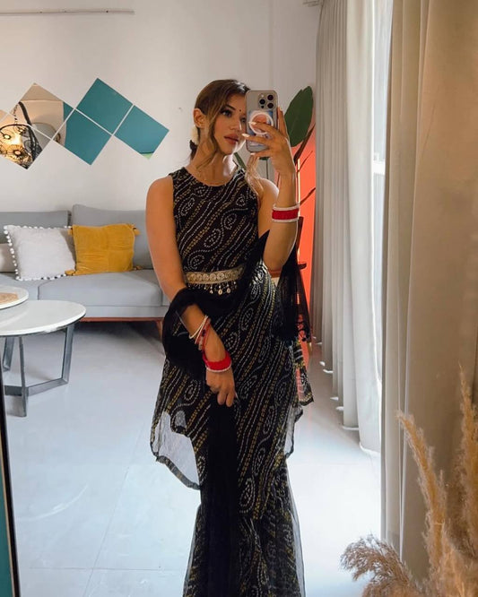 Lovely Black Color Georgette Digital Print Sharara Suit