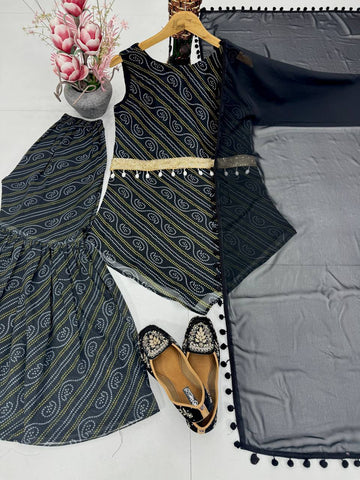 Lovely Black Color Georgette Digital Print Sharara Suit