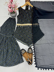 Lovely Black Color Georgette Digital Print Sharara Suit