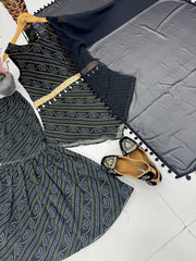 Lovely Black Color Georgette Digital Print Sharara Suit