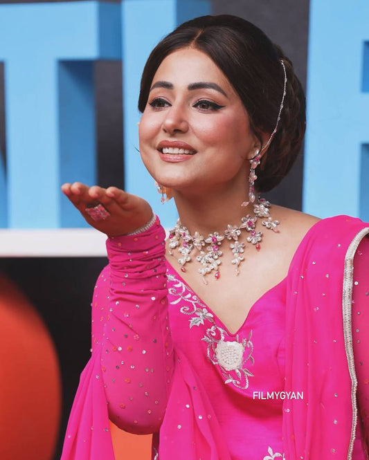 Gorgeous Pink Color Georgette Mirror Work Top With Lehenga