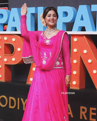 Gorgeous Pink Color Georgette Mirror Work Top With Lehenga