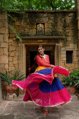 Multicolor Georgette Mirror Work Navratri Gown