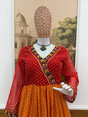 Multicolor Georgette Mirror Work Navratri Gown