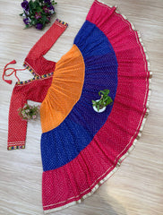 Multicolor Georgette Mirror Work Navratri Gown