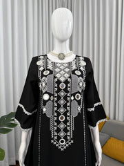 Pretty Black Rayon Cotton Mirror Work Palazzo Suit