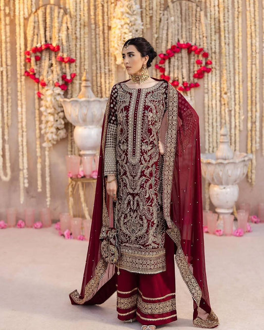 Ravishing Red Color Georgette Sequence Work Straight Salwar Suit