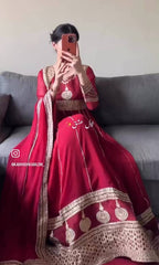 Trendy Red Color Georgette Embroidery Gown
