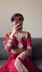 Trendy Red Color Georgette Embroidery Gown