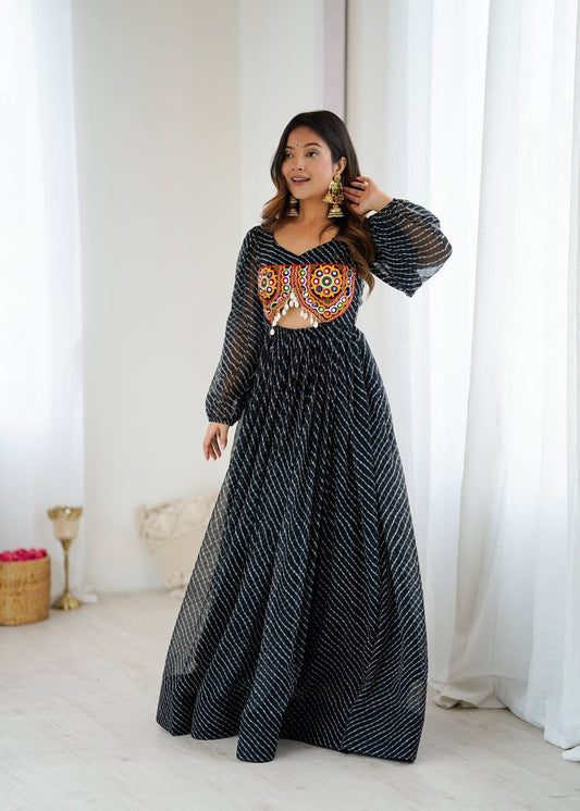 Ravishing Black Color Georgette Digital Print Gown